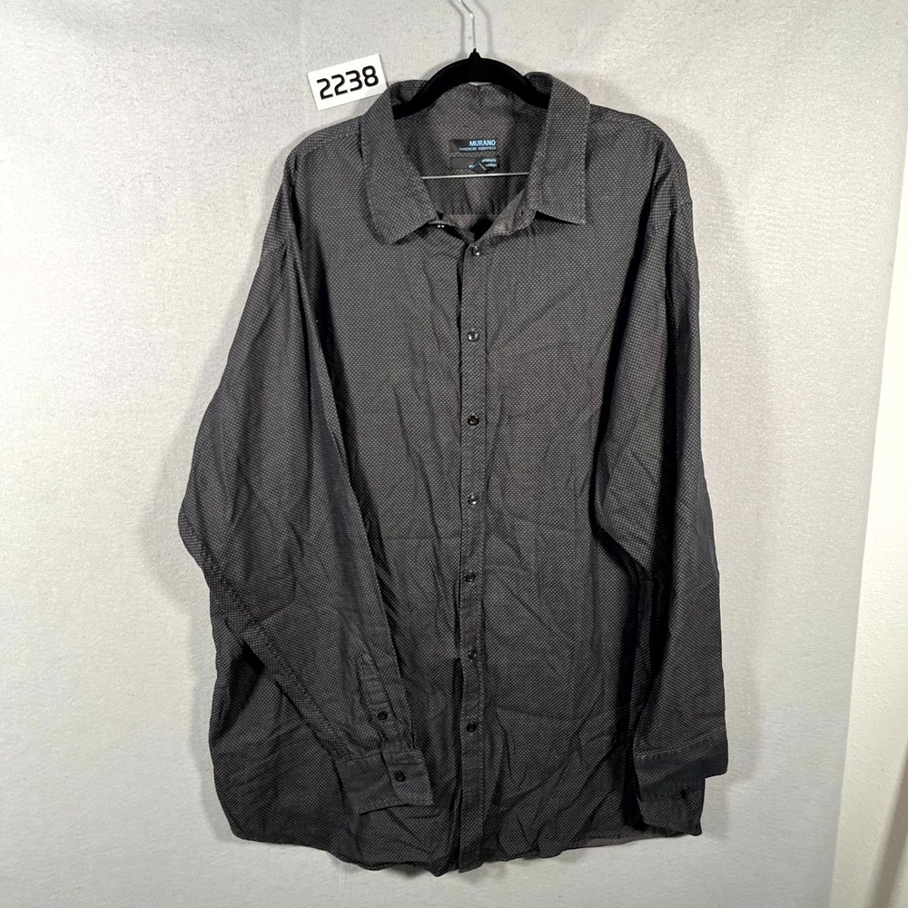 Murano Wardrobe Essentials Shirt Mens 3XT White Black Dotted‎ Button Up Casual